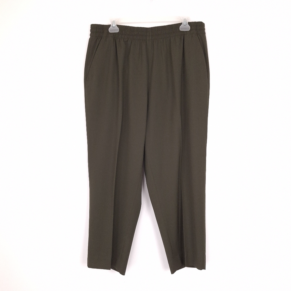 Everlane Italian GoWeave Easy Pants wool pull on lightweight ankle olive green
